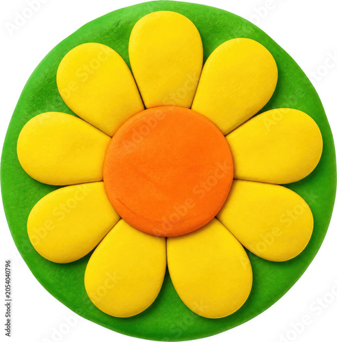 Colorful Play-Doh flower craft isolated on transparent background