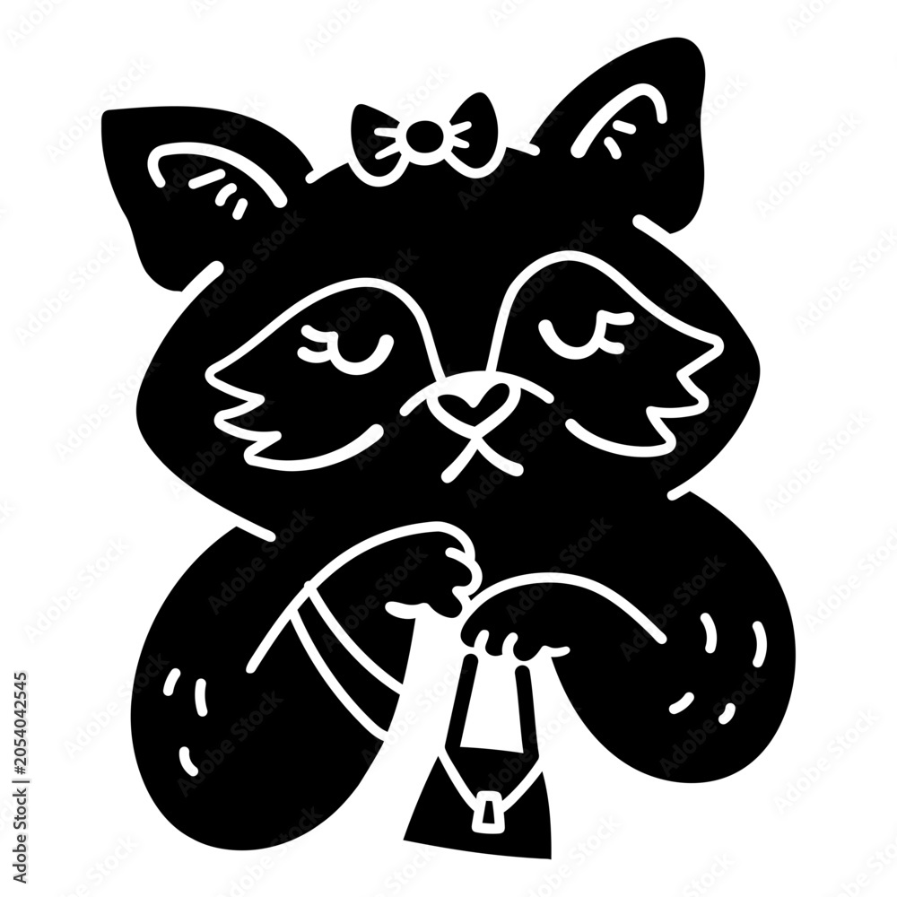 Fototapeta premium Cute cartoon raccoon design with purse