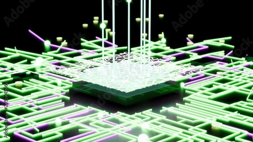Chip CPU GPU technology concept bg able to loop endless 4k