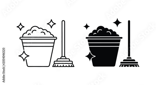 Tableau sur toile Cleaning buckets with soap and dirt comparison