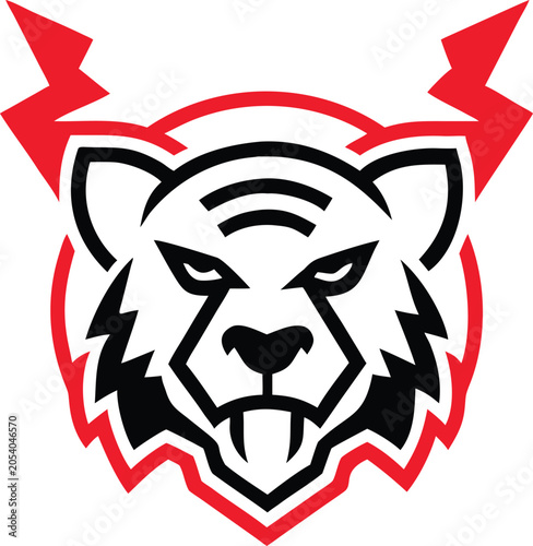 Tableau sur toile Bold black and red tiger mascot logo perfect for sports teams, eSports, or brand