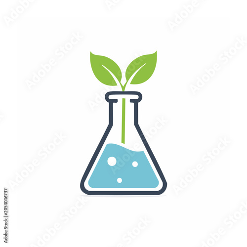 Plant Growth in Flask Vector Illustration