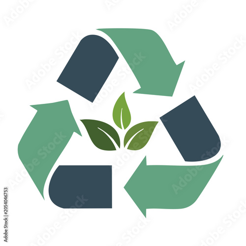 Recycling Symbol with Leaf Icon