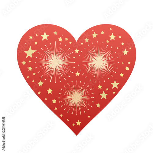 Red Heart with Fireworks Graphic