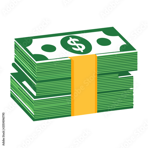 Stack of US Dollar Bills Flat Design