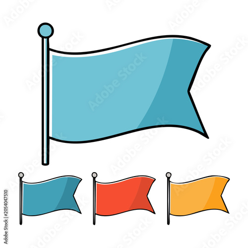 Cartoon flag on pole vector illustration