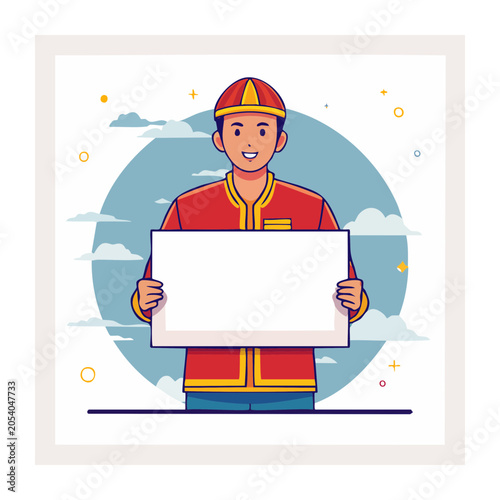 Flat design illustration of construction worker