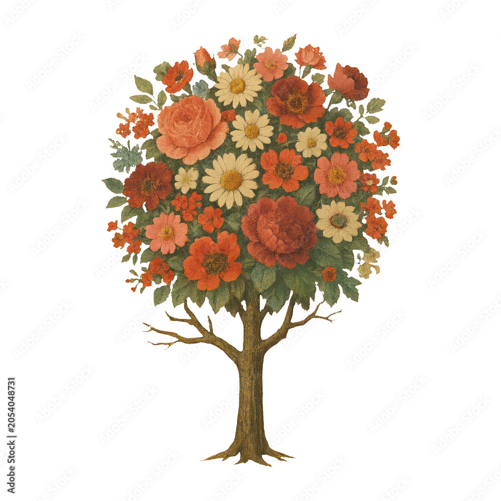 Obraz premium PNG Vibrant floral tree illustration