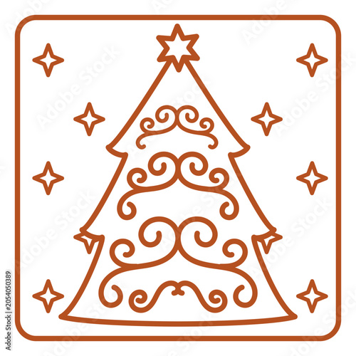 Quadro em tela Elegant swirled christmas tree illustration