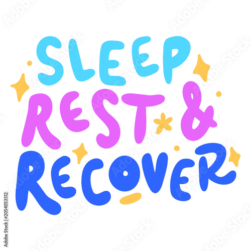 Schilderij op canvas Sleep rest and recover lettering