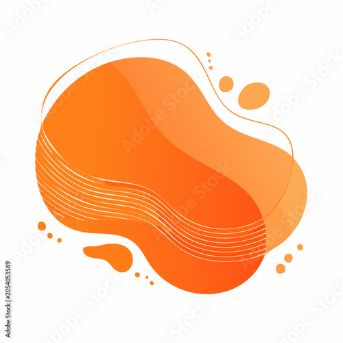 Abstract Orange Fluid Shape with Lines and Dots