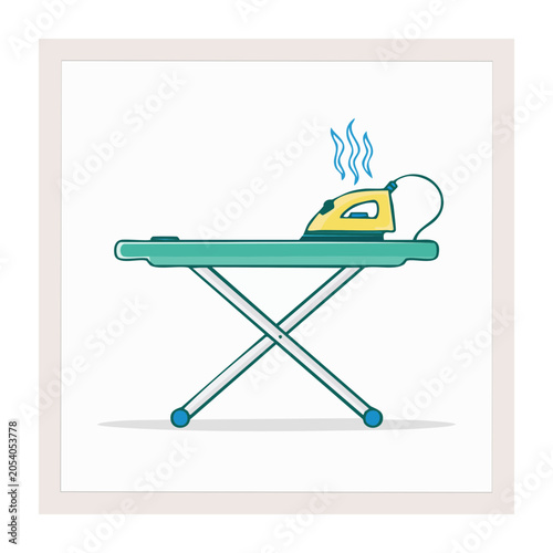Cartoon Iron and Ironing Board Illustration