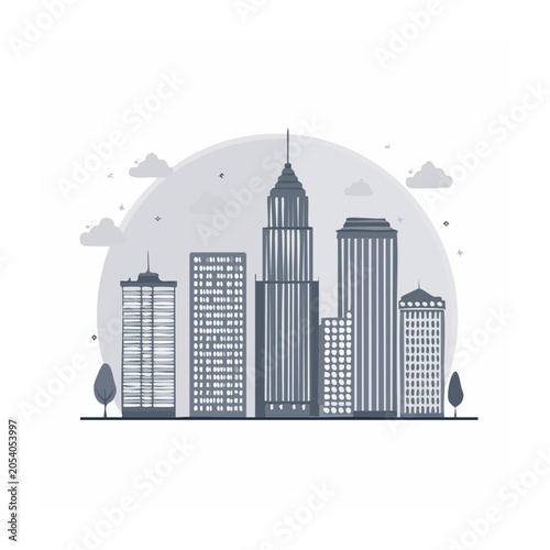 Minimalist City Skyline Vector Illustration