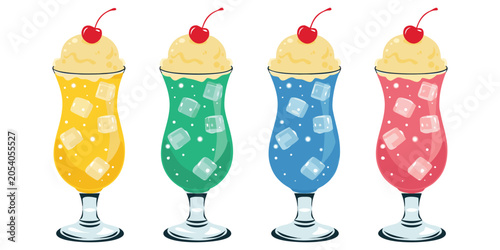 Fotografija Colorful Cocktail Drink Collection With Fruit Garnishes Umbrellas And Tropical B