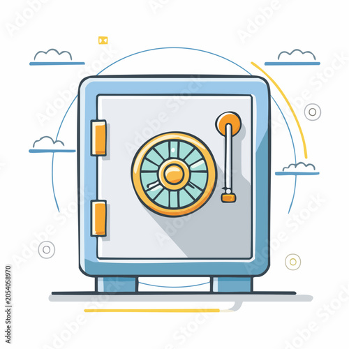Illustration of a Safe with a Combination Lock