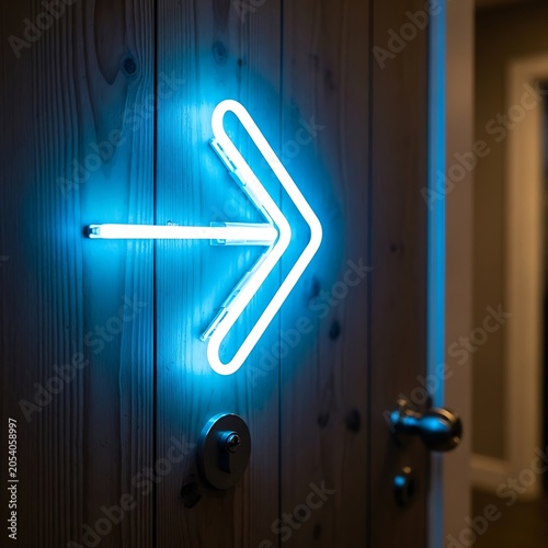 Illuminated Neon Arrow Sign Guiding the Way Forward.