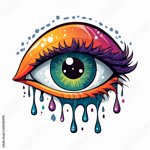 Vibrant Dripping Eye Illustration