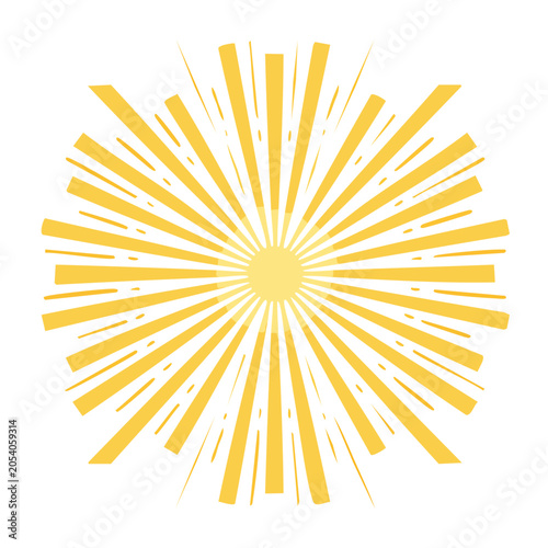 Yellow sunburst graphic with radiating lines