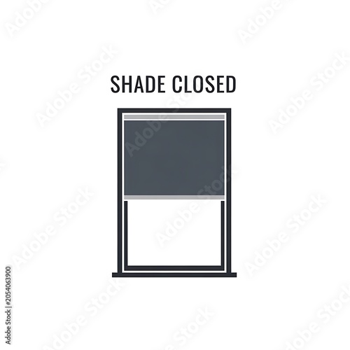 Modern window with closed white blind shade.
