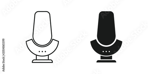 Retro microphone icon in outline and solid fill on white background for podcasting or broadcasting concepts