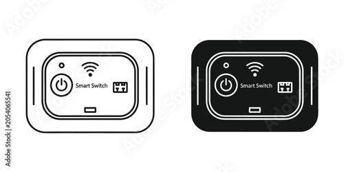 Smart home switch icon with Wi-Fi symbol on white and black background vector illustration