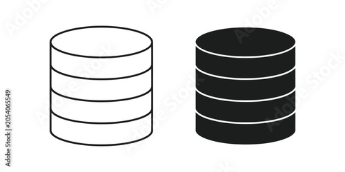 Stacked coins in outline and solid black silhouette representing financial growth and data storage with clean lines