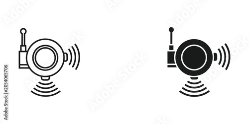 Wireless transmitter device with radiating signal waves in a clean white background