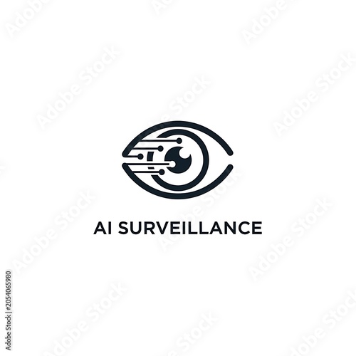 AI surveillance security technology icon symbol.