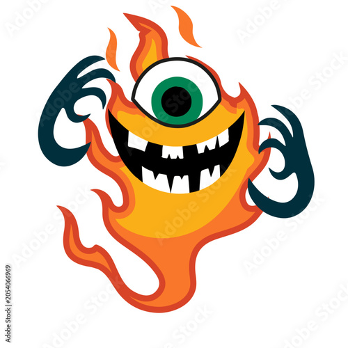 Photos Cheerful one-eyed monster character illustration design