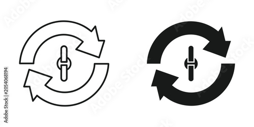 Canvastavla Circular arrows icon with a central pivot in white outline and solid black on wh