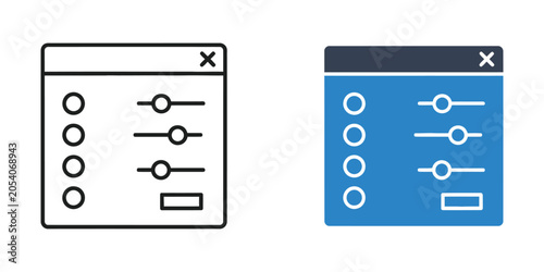 Tableau sur toile User Interface with sliders and radio buttons for settings and customization dur