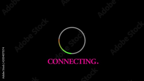 Connecting status animation loop with colorful rotating loading ring technology