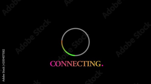 Digital connecting progress ring animation on black background loading