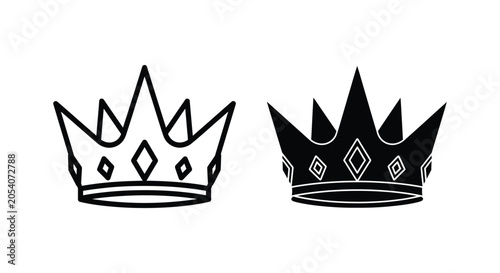 Tableau sur toile Black and white crown icons side by side