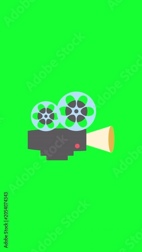 Vintage Movie Camera Green Screen Animation