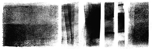 Fotografie Rolled ink stamp textures and black paint strokes set
