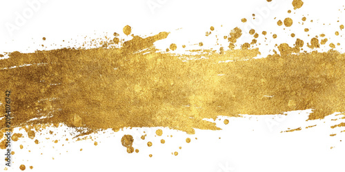 Tableau sur toile Luxurious gold foil brush stroke with shiny paint splatters and golden metallic texture background vector illustration