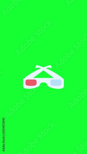 3D Cinema Glasses Green Screen Animation