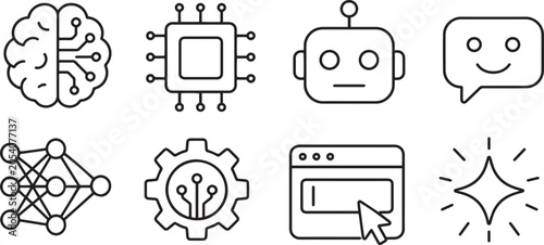 Valokuva Artifical Intelligence Modern and Premium Icon Set, Featuring brain, chip, robot