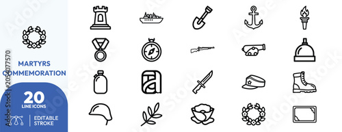 Konstfotografi Premium Martyrs Commemoration Line Vector Graphic Collection.