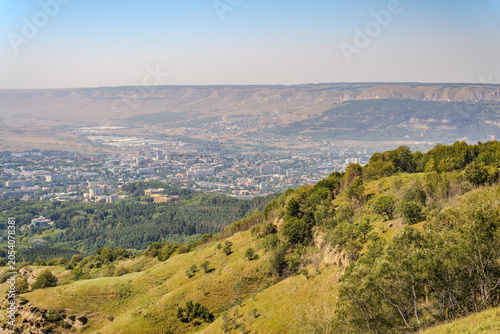 View of the mountains and Kislovodsk from the observation decks of the Kislovodsk Park