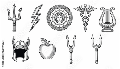 Fotografija Collection of ancient mythological symbols.