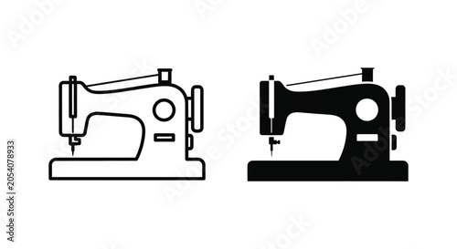 Black and white sewing machine icons