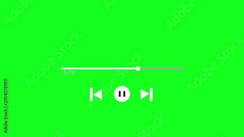 Audio music player timeline bar moving with track animation on transparent background, One minute music player animation