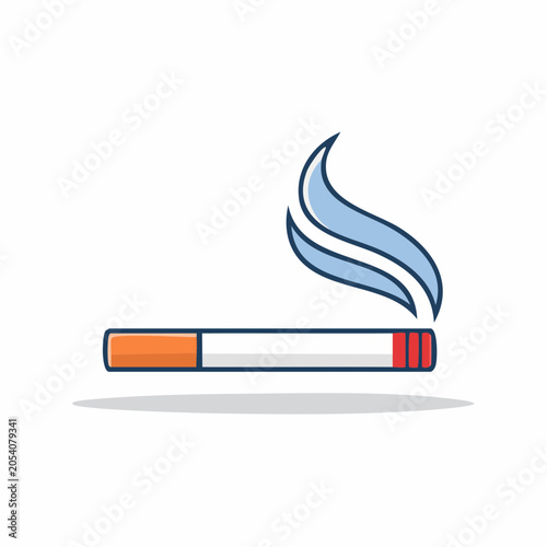 Smoking cigarette with blue smoke icon