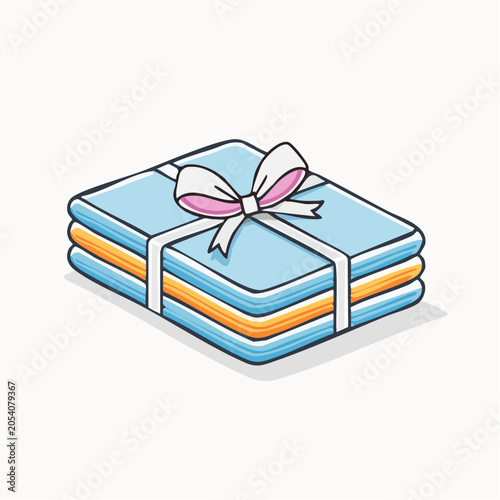 Stack of Folded Towels Tied with a Ribbon Bow
