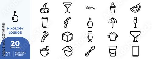 Bild auf Leinwand Minimalist Modern Mixology Line Graphic Design Vector Collection.