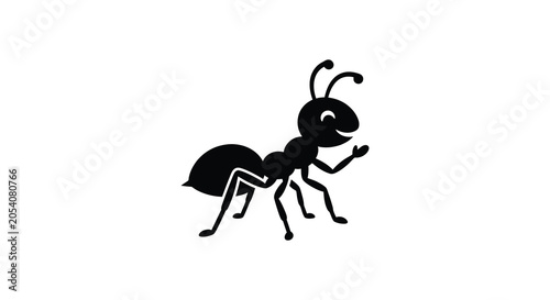 Foto Black Ant Silhouette On White Background Minimalist Insect Vector