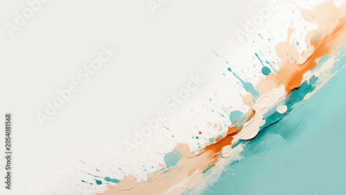 Pale Turquoise and Beige Acrylic Wash Background – Minimalist Fluid Art Texture for Wallpaper, Print or Mockup