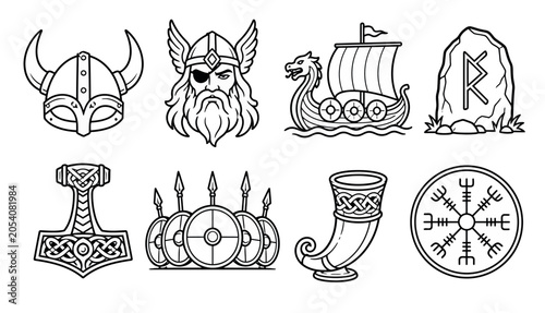 Foto Viking Norse Mythology Symbols.